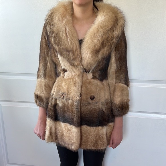 Ultimate vintage 70s find! One of a kind sable fox mink fur coat S - Picture 7 of 13